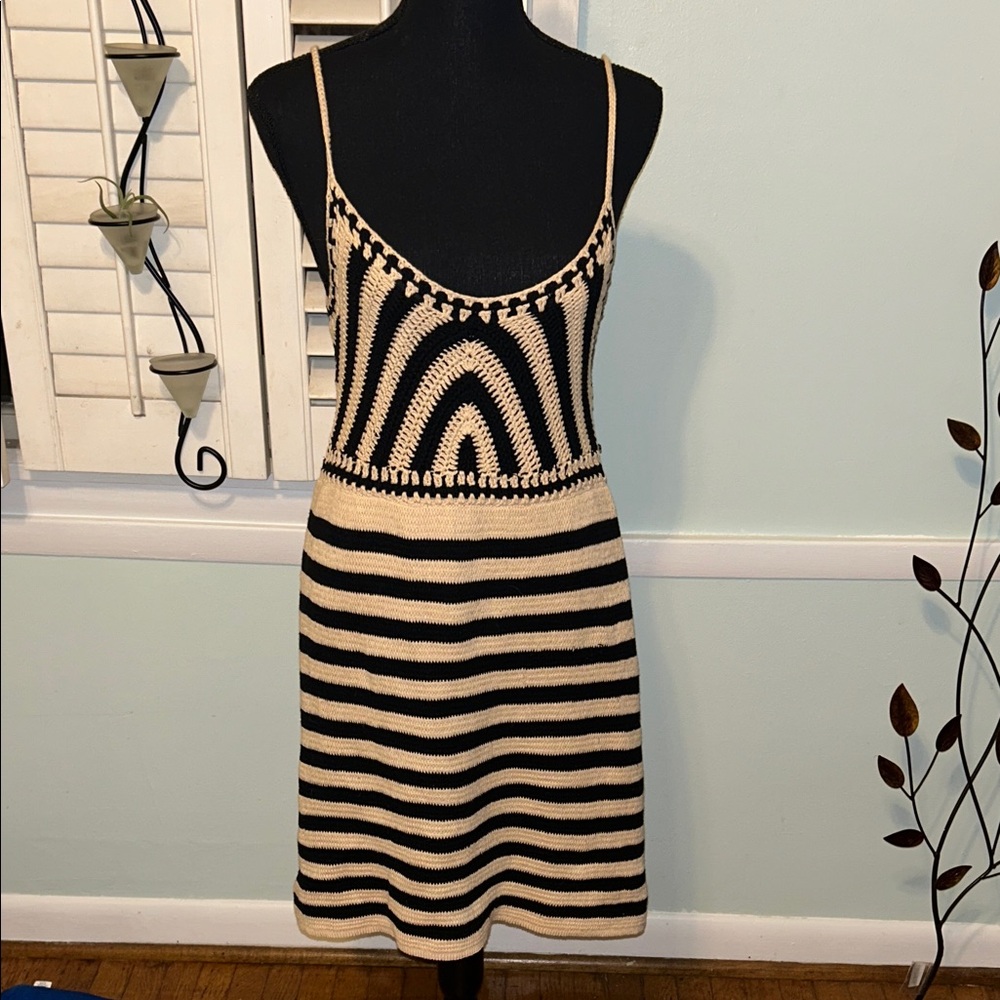 So Me Black and Cream Knit Mini Dress